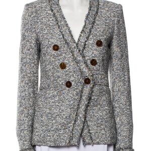Veronica Beard Women's Tweed Blazer - Cream and Blue tones